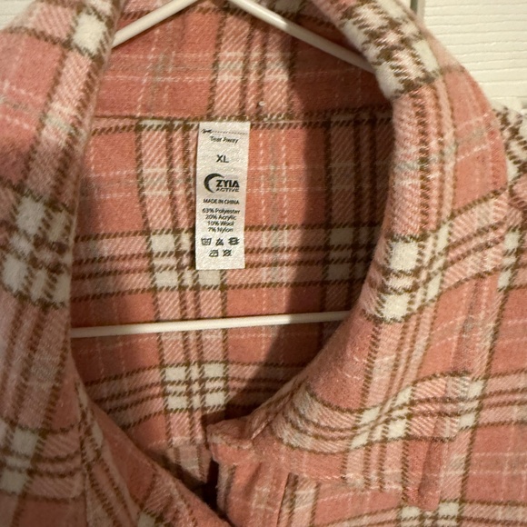 Zyia Flannel Pink Plaid Shacket - Picture 2 of 6